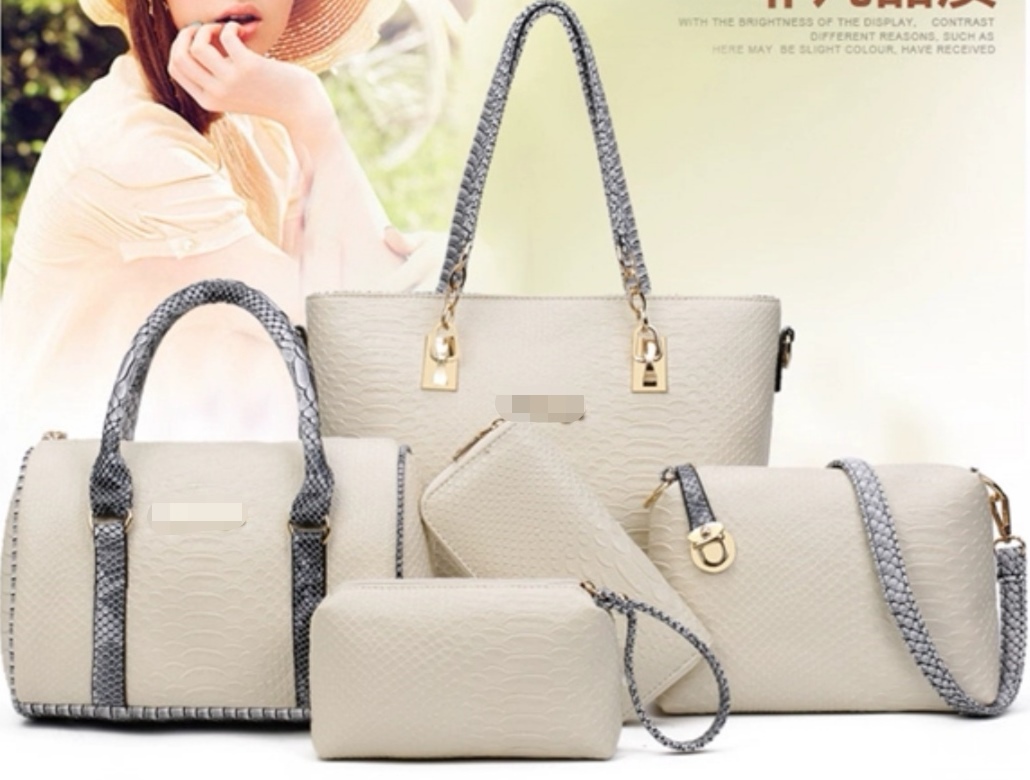 Geanta dama bej set 5 in 1 Sofia